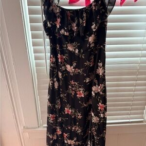 Lulu's Black Floral Maxi Dress